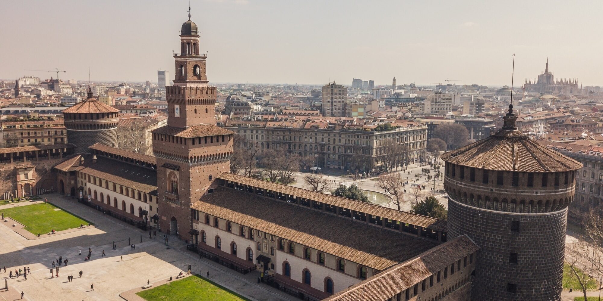Aerial view of Sforzesco Castle